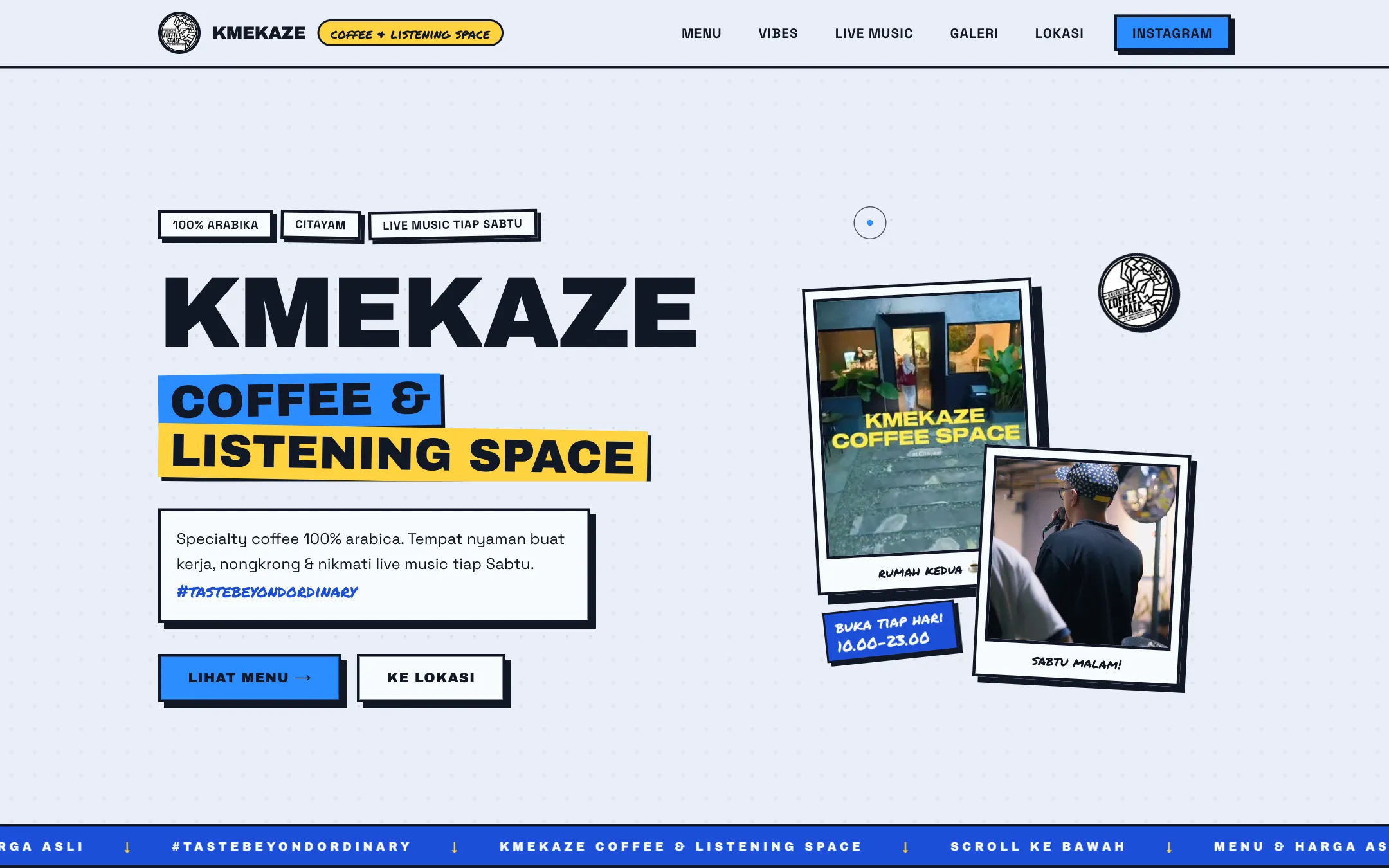 Tampilan situs coffeespace.kmekaze.id